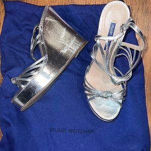 Stuart Weitzman - Silver Wedge - Size 8